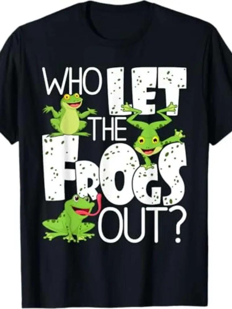

100% Cotton Who Let The Frogs Out Graphic Tee | Crew Neck, Slight Stretch, Knit 3XL