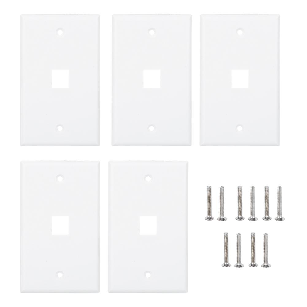 

5Pcs Network Socket Panel 120 American Type Single Pot Wall Flat Face Plate RJ45 Faceplate