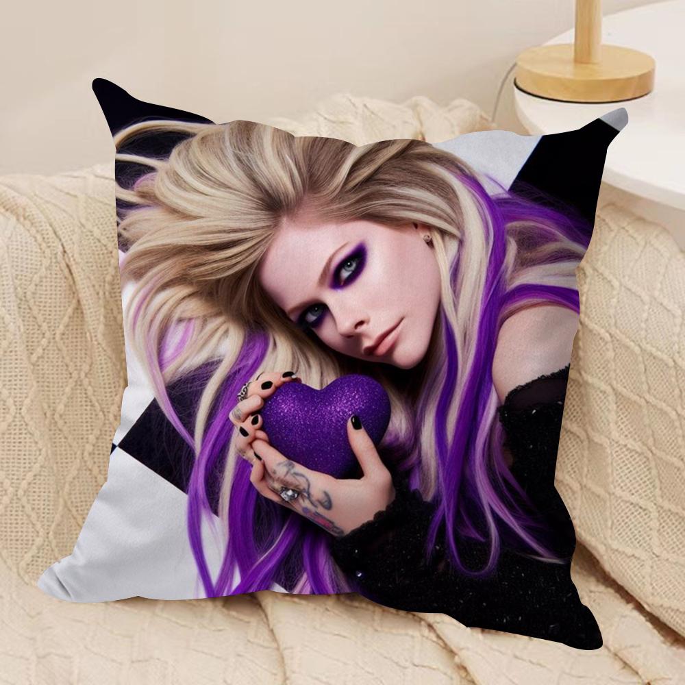 AAvril Ramona Lavigne Cushion Cover Silky Short Plush DoubleSided Printed Pillow Case for Sofa All Seasons Home Decor Gift
