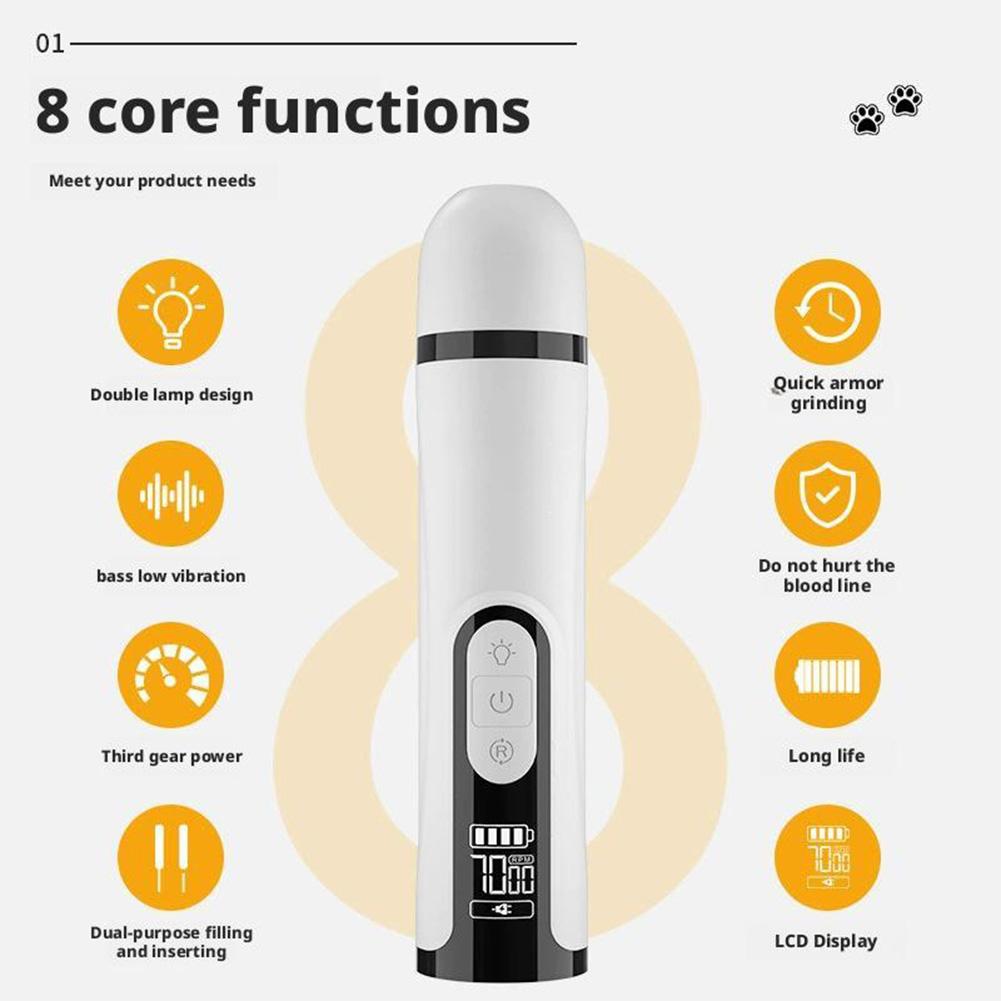 NEW Electric Dog Nail Clippers for Dog Nail Grinders Rechargeable USB Charging Pet Quiet Cat Paws Nail Grooming Trimmer Tools