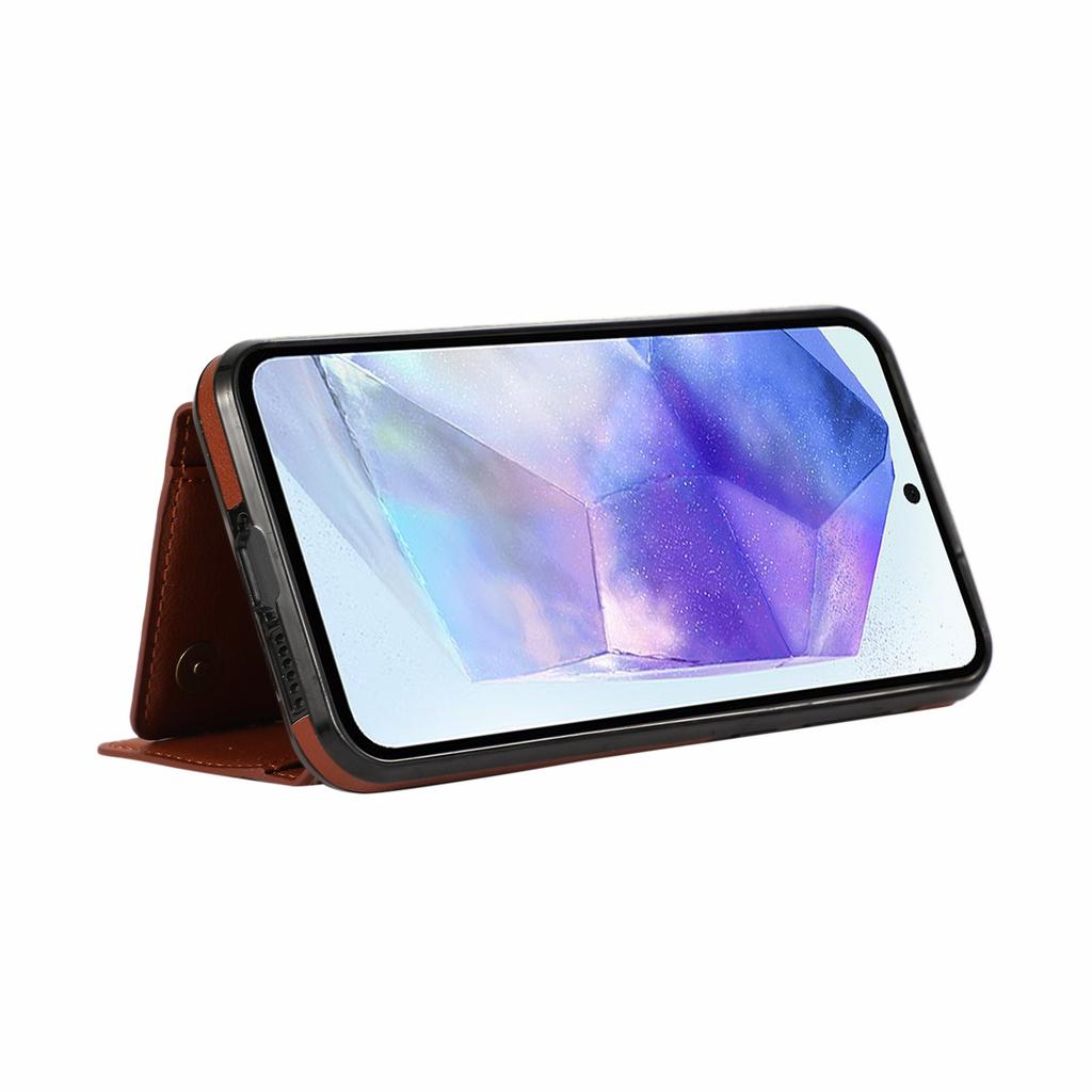 For Samsung Galaxy A16 4G Leather Back Cover Zipper Wallet Kickstand Phone Case with Shoulder Strap