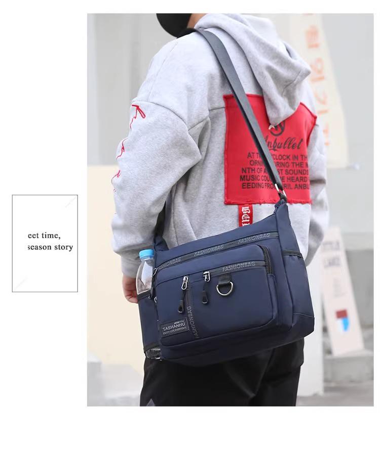 2024 Men's Waterproof Crossbody Bag, Large Capacity, 7 Compartments for Casual, Business, and Travel.