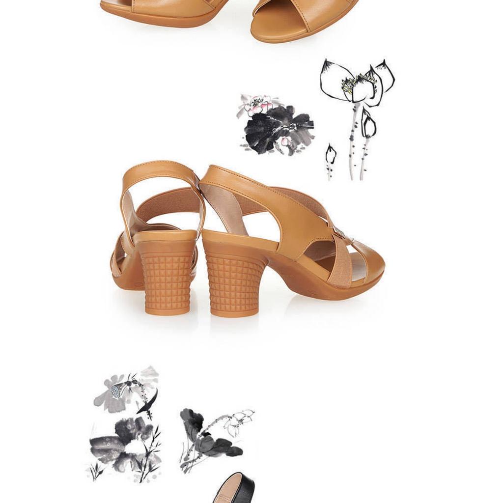 Mid Heeled Sandals, Women's Summer Fish Mouth Covers, Thick Heels, High Heels, Minimalist Style Shoes In Color