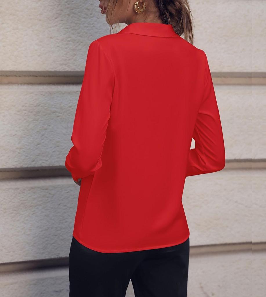 Grenzüberschreitendes europäisch-amerikanisches vielseitiges V-Ausschnitt Langarmshirt für Damen