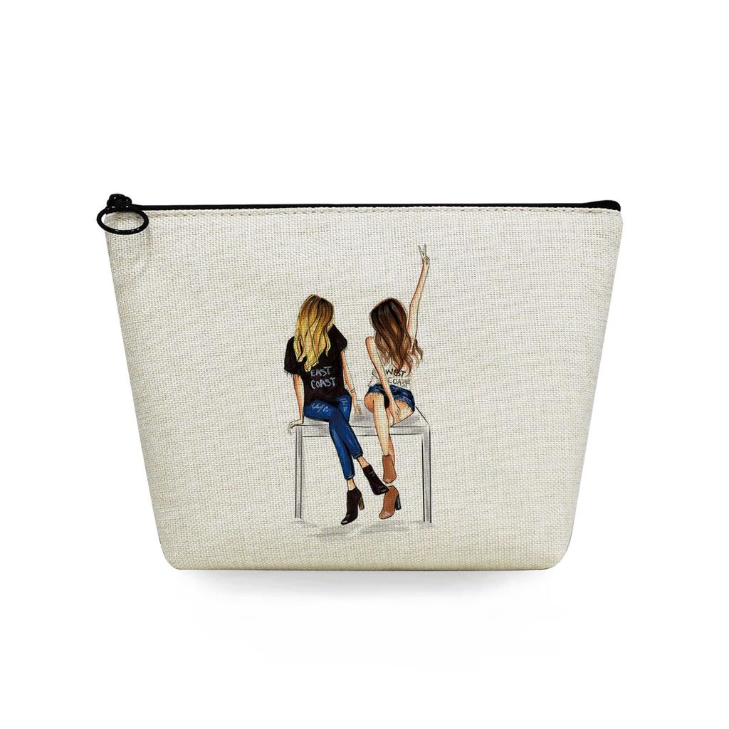Women Sisters Print Cosmetic Bag Toiletries Organize Travel Storage Case 6726
