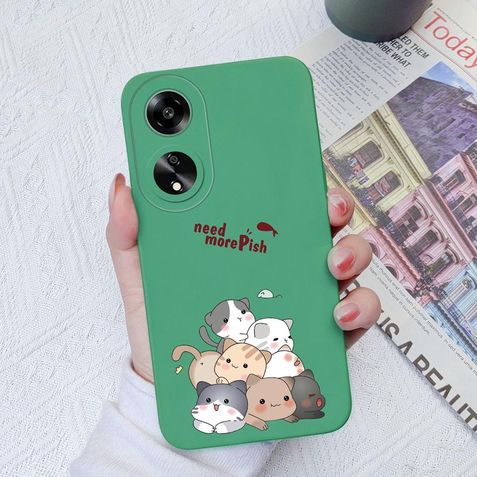 Candy Color Cute Cat Phone Cases For Oppo A7 A15 A55 A1K A35 A52 A1 A11 Liquid Silicone High Quality Anti Fall Protective Shell For Oppo Bumper Covers