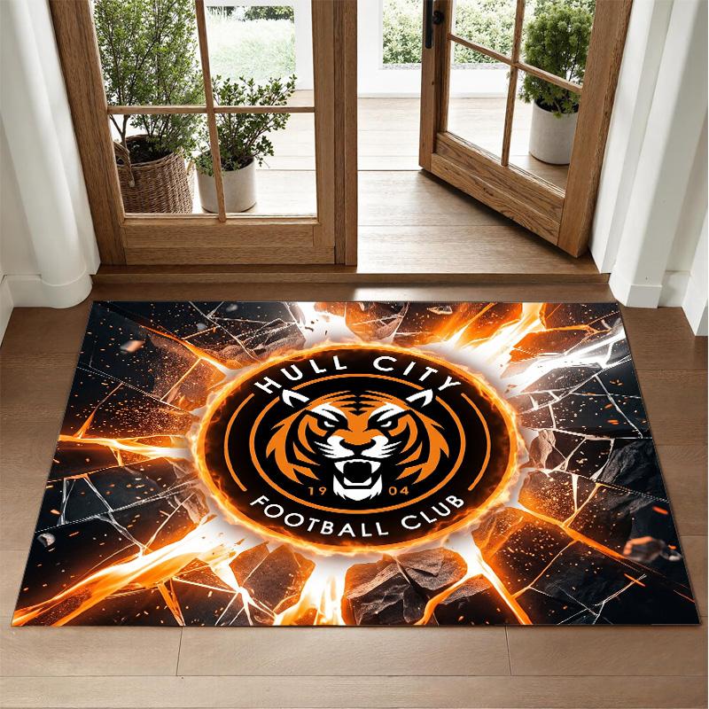 Hull City Fußball Design Kristall Samt Teppich Weiche Dekorative Matte für Schlafzimmer Eingang