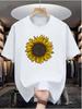 Sunflower Men's Casual Digital Print T-Shirt - Polyester Fiber, Crew Neck, Short Sleeve, Street Hip-Hop Style, Summer Eu