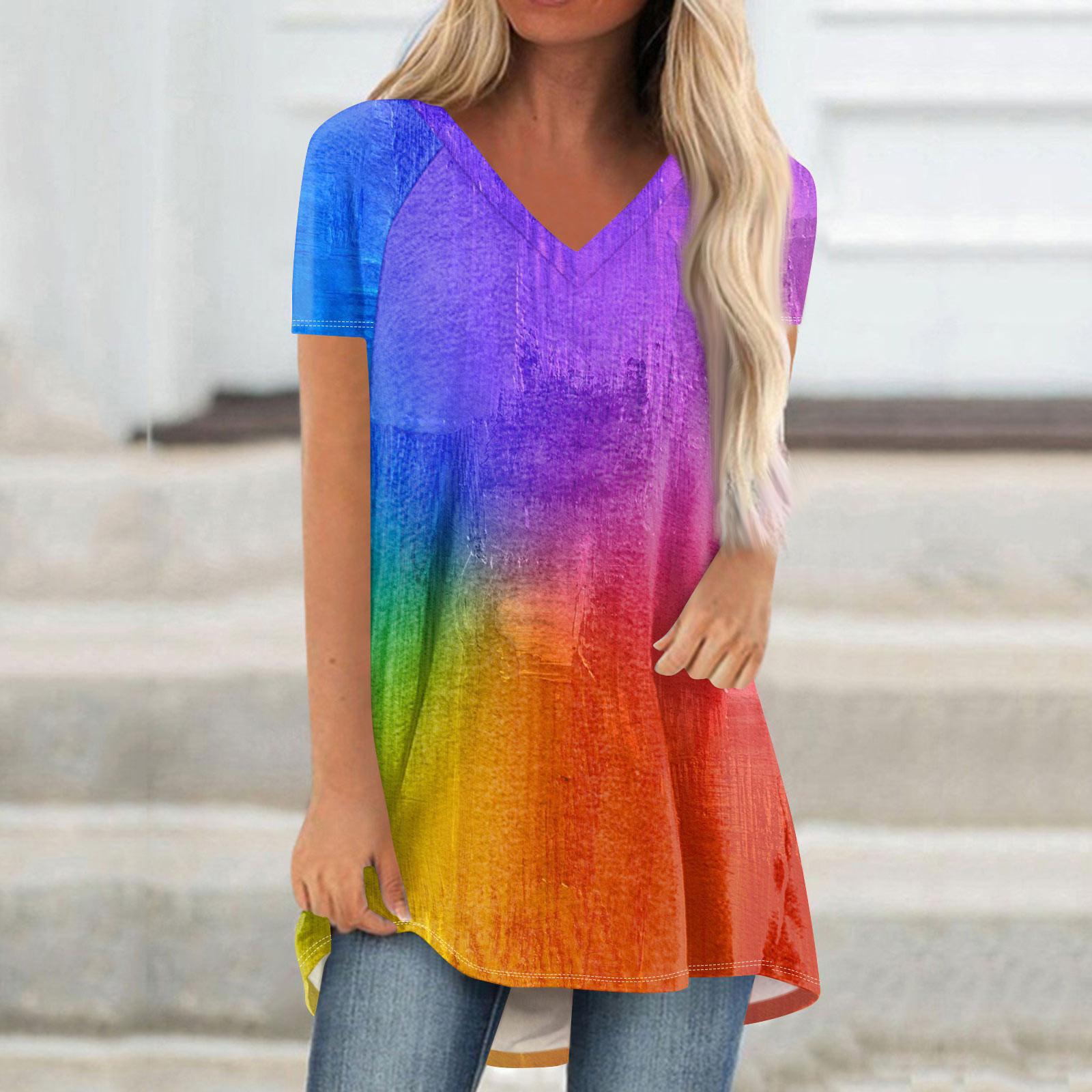 Женские плиссированные свободные топы с короткими рукавами Плюс — фото 8