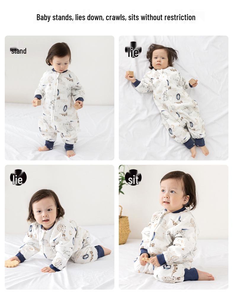 Mulberry Silk Baby Sleeping Bag - Autumn/Winter, Split-Leg Design, Anti-Startle, One-Piece Pajamas