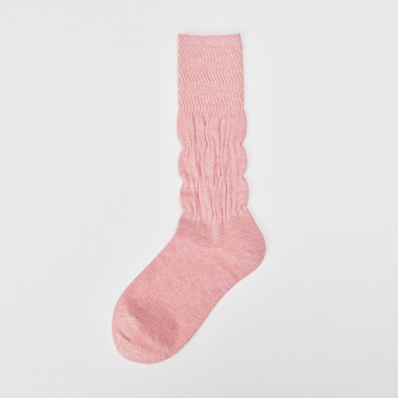 

24 Spring And Summer Bubble Socks Children Solid Color Simple College Style Stockings Stacking Socks Personalized Twist Socks Medium Tube Socks One size розовый