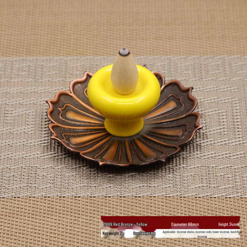 Ceramic Backflow Incense Burner & Holder: Japanese Ornament for Buddha Incense Sticks & Lotus Coil.