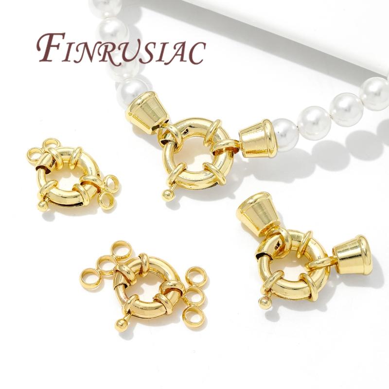 18K Gold Plated Sailor Clasps,Round Spring Clasps For Jewelry,Connector For Bracelets Accessories,DIY Jewelry Making Supplies