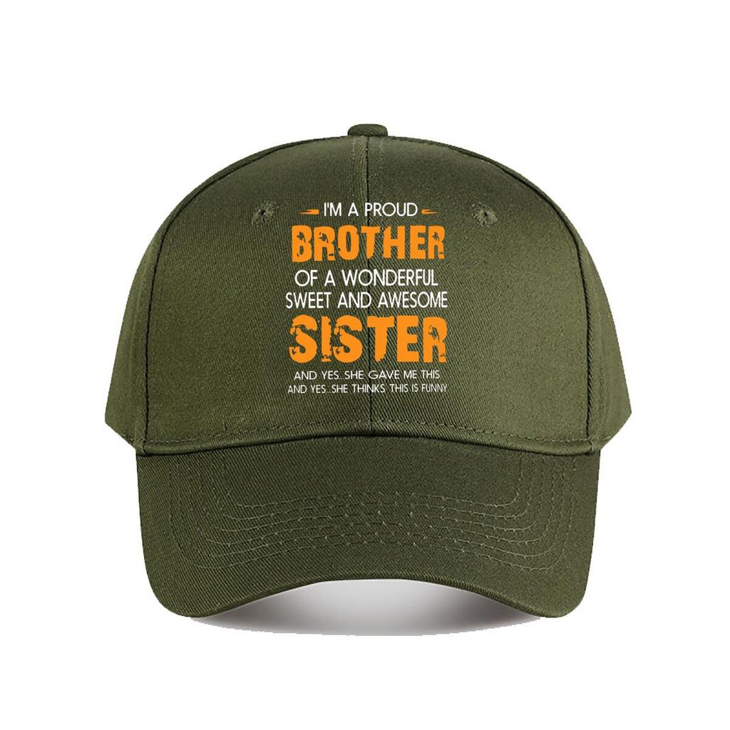 Brother Sister Bold Orange Typography Graphic Baseball Cap Fashion Unisex Sunhat Womens Outdoor Sports