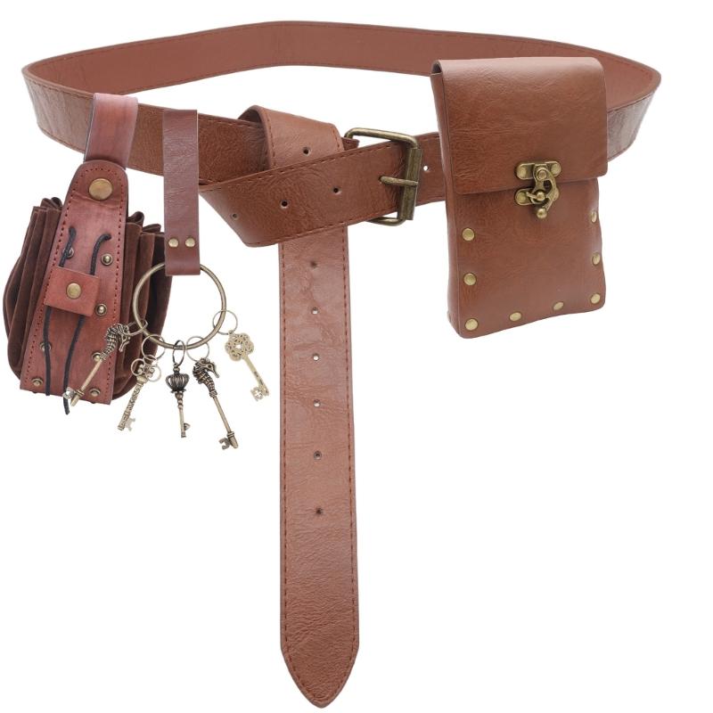 Mittelalterliche Cosplay-Hüfttasche, Mittelalterliche Leder-Hüfttasche Leder-Nieten-Hüft-Münzbörsen für Cosplay-Party, Halloween