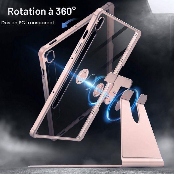 Coque pour Samsung Galaxy Tab S10 FE Plus, Rotation 360° avec Porte-Stylet - Rose
