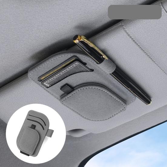 Vehicle Eyewear Organizer Car Sun Visor Glasses Holder, Eyeglasses Hanger Clip, Luxury Magnetic Sunglasses Mount Leatherette Universal Auto