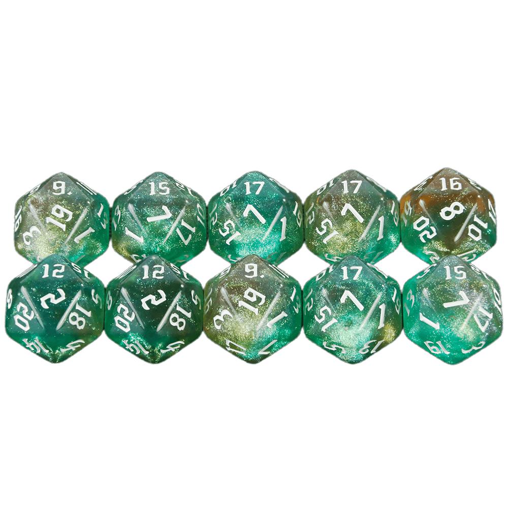Polyhedral D20-terning 10 stk 20-sidig dobbelfarge med glitterterninger for DND-brettspill og rollespill