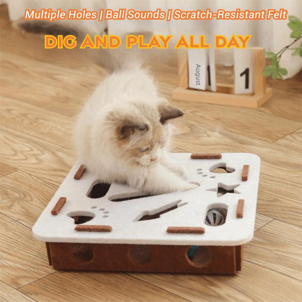 Felt Cat Scratching Posts with Ball Cat Exercise Toy Durable Cat Puzzle Box Kitten