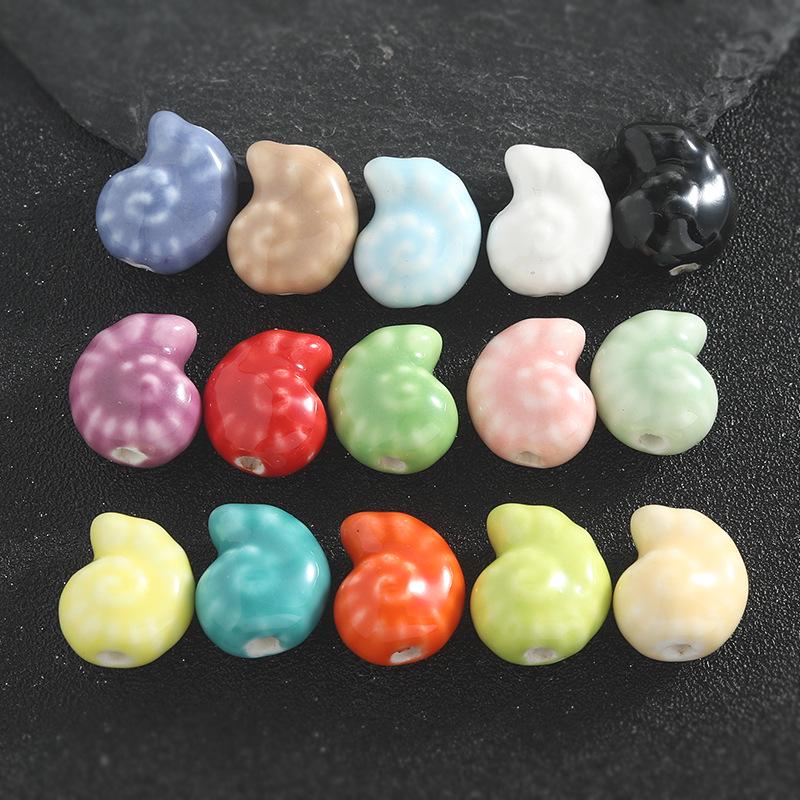 Colorful Ceramic Conch Shell Beads: Loose Snail Beads for Handmade DIY Jewelry and Accessories