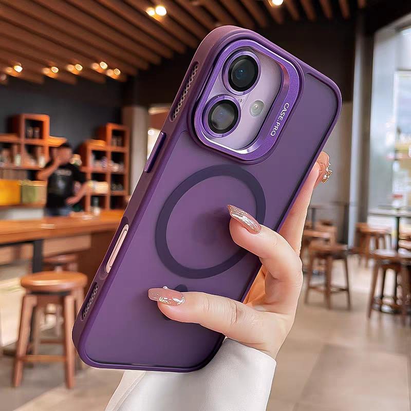 Luxury For Magsafe Magnetic Metal Lens Holder Case For iPhone 17 Air 16 15 14 13 12 11 Pro Max Plus Bumper Translucent Cover