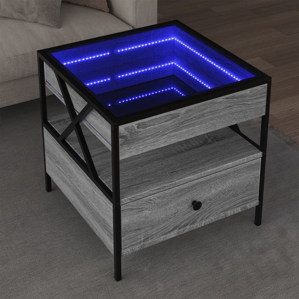 LED Infinity Coffee Table, Gray Sonoma Oak, 50x50x51 Cm