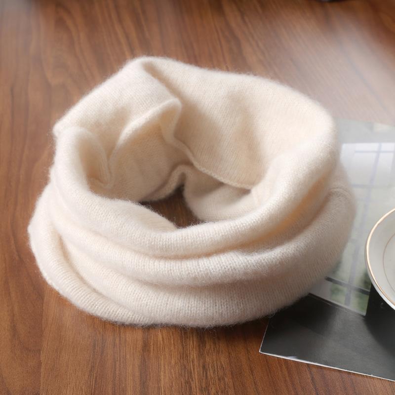 100% Pure Wool Solid Outdoor Windproof Ring Scarf Women Thick Winter Warm Scarves Head Neck Wraps Neckerchief Mask