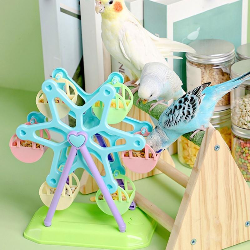 Parrots Feeding Toy Colorful Ferris Wheel Food Container Training Supplies Ferris Wheel Shape Toy Colorful Cups