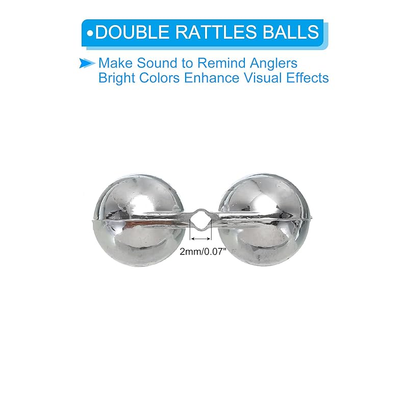 PATIKIL 1.2" Double Rattle Beads, 20 Pieces Catfish Rattle Plastic Shell, Built-in Ringing Beads Chunky Rig Catfish Plastic Fishing Beads Fishing