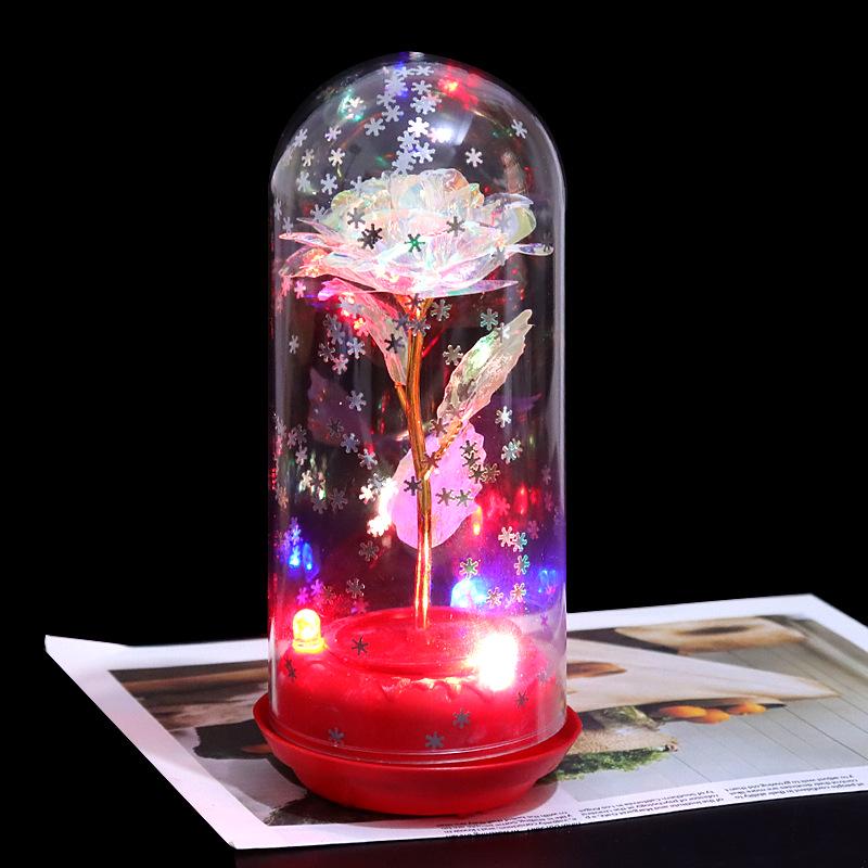 Crystal Glass Rose: Luminous Preserved Flower Music Ornament for Valentine's Day