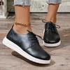 Fashion Lightweight Platform Flats Autumn New Round Toe Front Lace-Up Soft Sole Waterproof Non-Slip Low Top Shoes