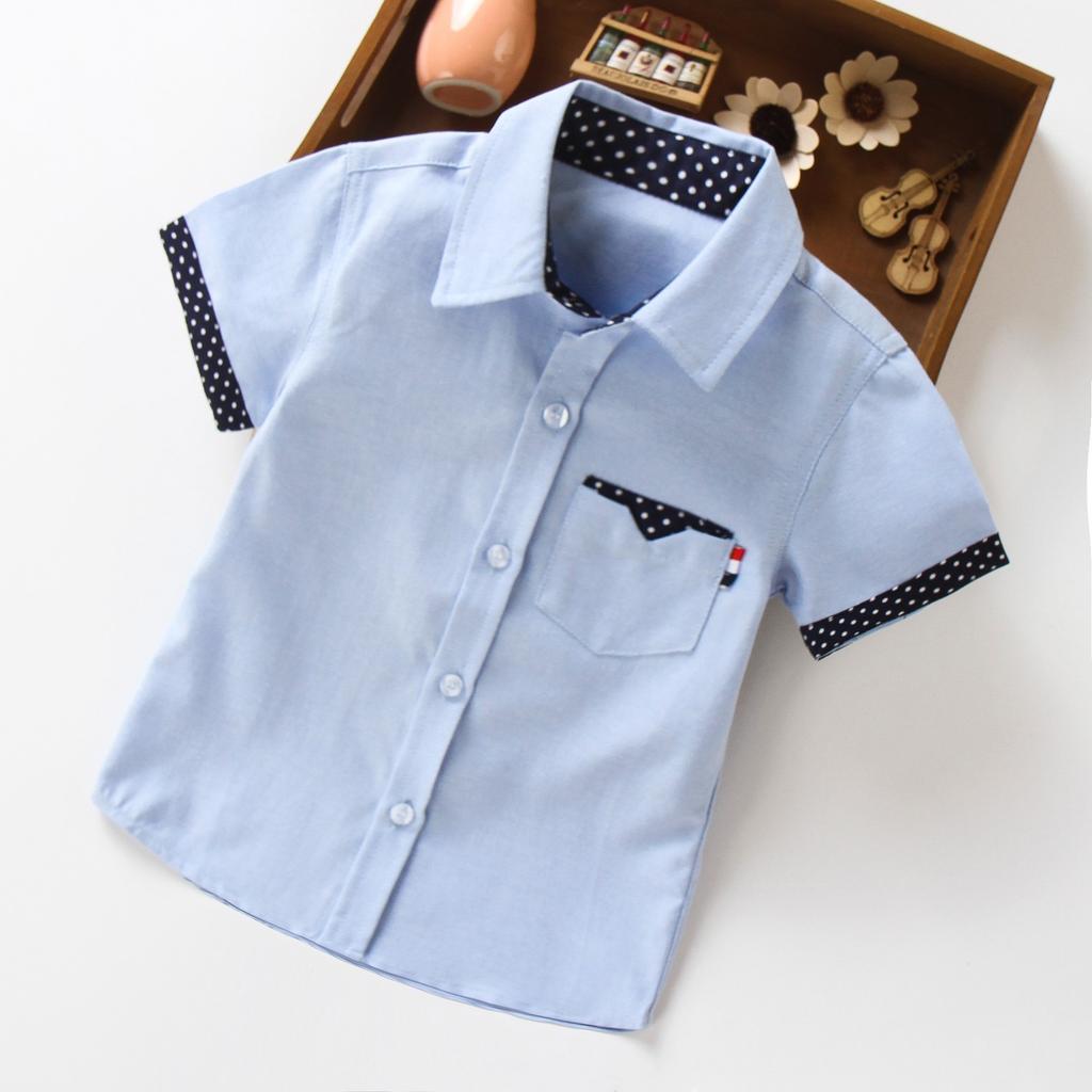 Camicie per ragazzi della scuola Camicette a maniche corte per ragazzi Abbigliamento per bambini Colletto rovesciato in cotone Top per bambini 5 7 9 11 13 15 anni