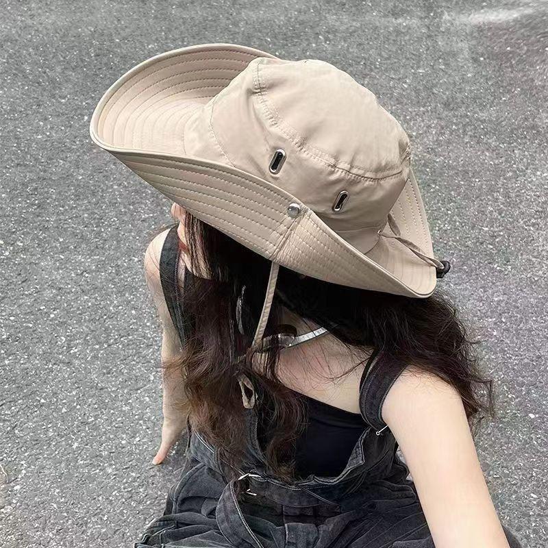 Summer big brim sun hat western cowboy hat men's mountaineering fishing hat women's bucket hat shading trip