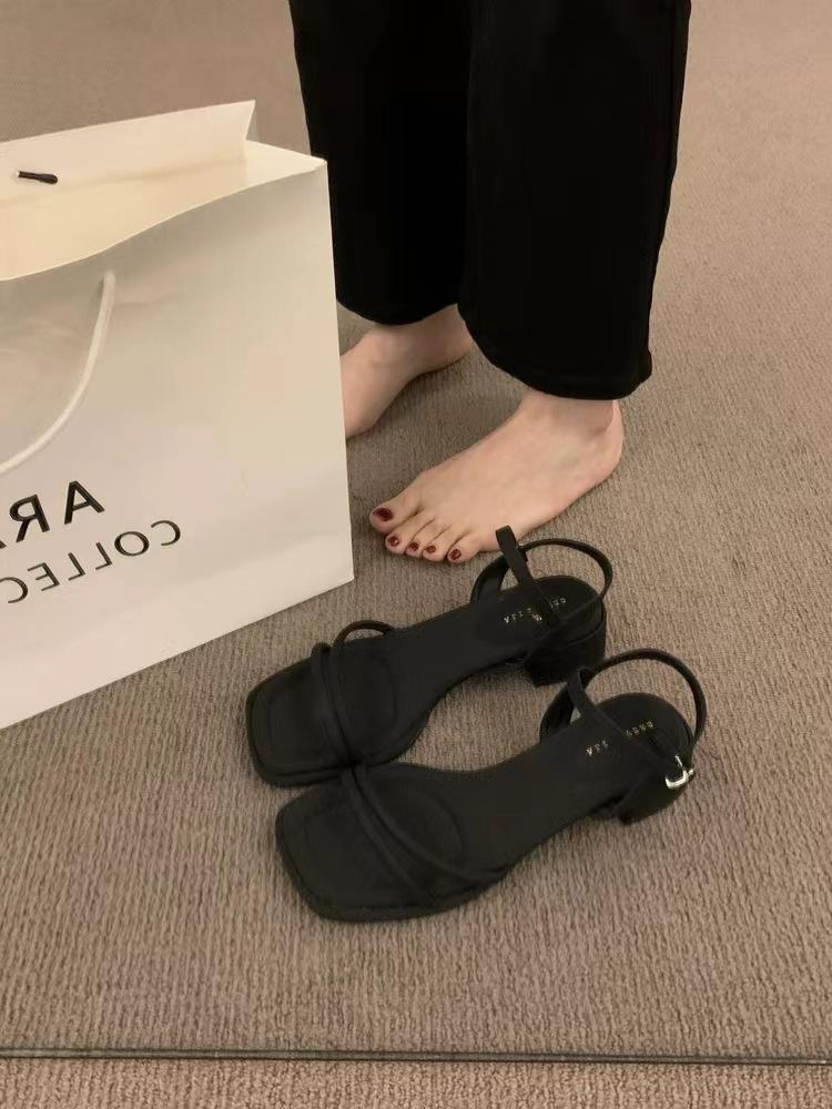 2025 Spring and Autumn New Roman Sandals Women's Open-toed High Heels Mezzanine Sandals French Niche Design Fairy