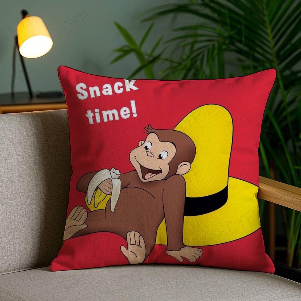 George The Curious Monkey Pillow Case Safe Custom Photo Pillow, Anti-fade Brushed Fleece Cushion, Maternal & Infant Safe.