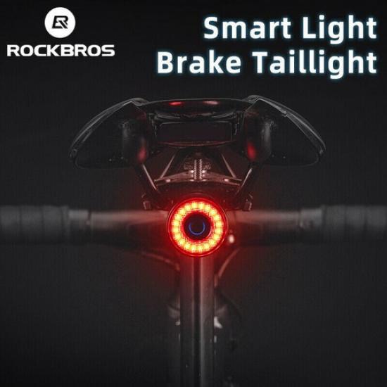 NEW ROCKBROS Cycling Tail Lights Bike Smart Auto Brake Sensing Rear Saddle Light