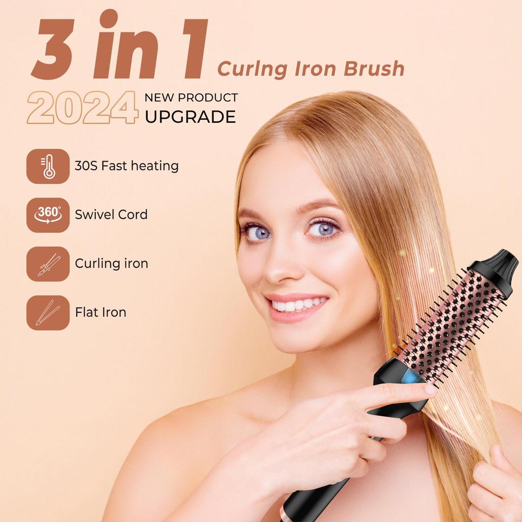 Dual-Function Negative Ion Straightening & Curling Comb with PTC Heating Elements - Gentle on Hair