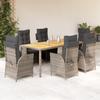 Vidaxl 7-Cz. Set di Mobili da Giardino con Cuscini, Grigio, Rattan PE