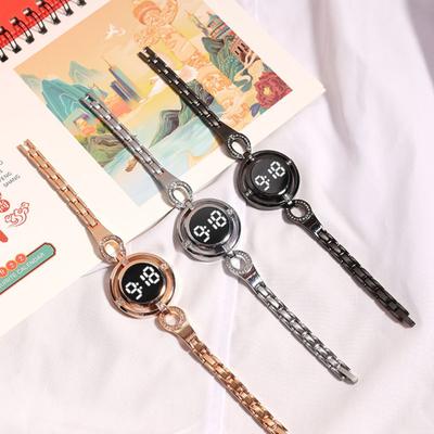 Women Wristwatch Round Dial LED Night Light Touch Screen Accurate Time Display Scratch-resistant Smooth Surface Electronic Watch for Daily Use