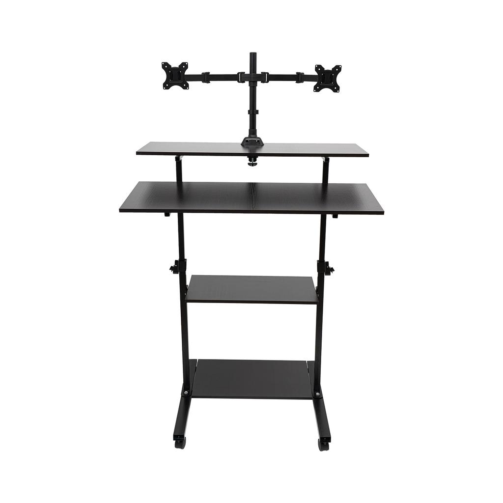 4-tier Stand Up Desk, Wide Mobile Stand Up Desk, Height Adjustable Rolling Workstation Rectangular for Office, Living Room
