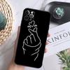 Korean Finger Heart Love Phone Case For iPhone 16 Pro 11 12 13 14 15 Pro Max Mini XS X XR 7 8 16 Plus Cover Coque