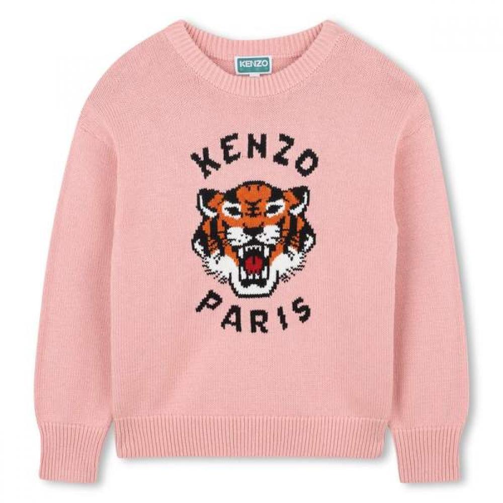 Kenzo Kids Happy Tiger KniT T shirT  25fw z256agkT11 Pink/12Age_152CM