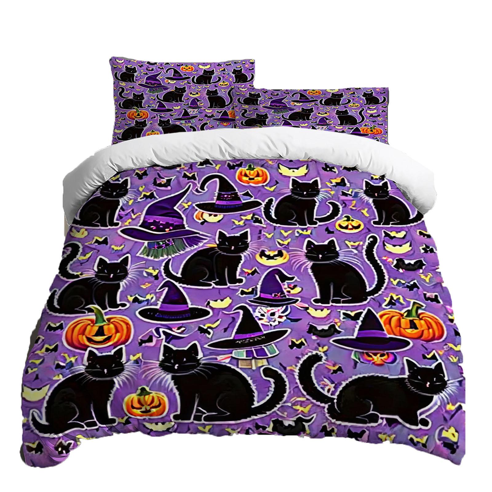 

Хэллоуин Комплект постельного белья из трех предметов Пододеяльник Наволочка Матовая ткань Утолщенный XS