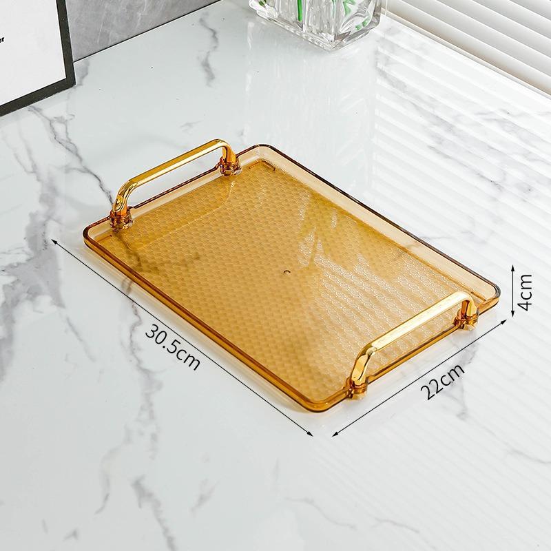 Tray Serving Plate Breakfast Trays Platter Handles Plastic Tea Cup Coffee Dessert Ottoman Rectangular Decorative Storage Service
