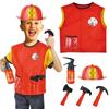 Kids Builder Worker Costume Halloween Fireman Dress up Outfits with Role Play Tool Accessories for Ages 3-12 Boy Girl