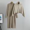 Women's Plus Size Temperament Dress Autumn Knit Slimming Shawl Coat Long Dress Two Piece Suit