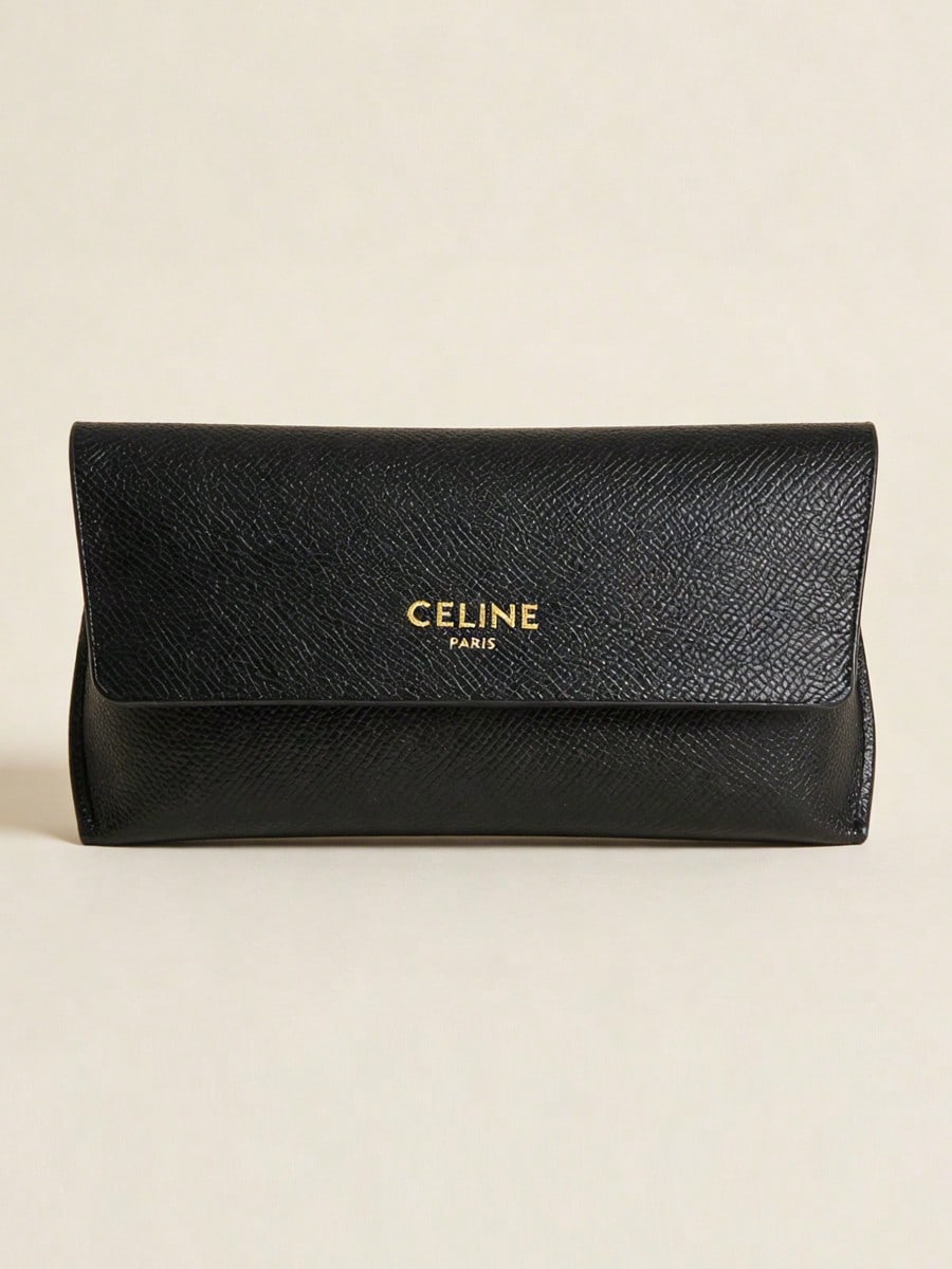 CELINE Black Leather Sunglass Case, Sunglass Protective Pouch