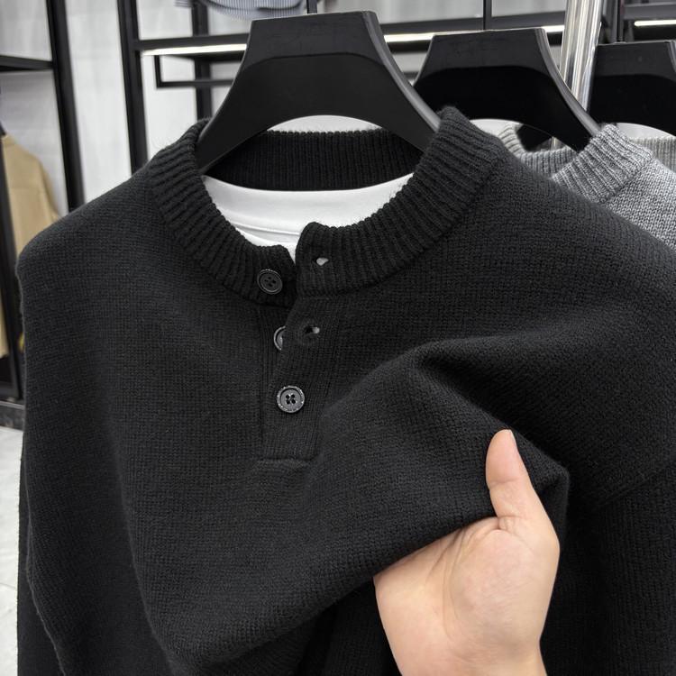 Men's High Gram Weight Solid Color Crew Neck Knit Sweater - New 2025 Casual Fashion