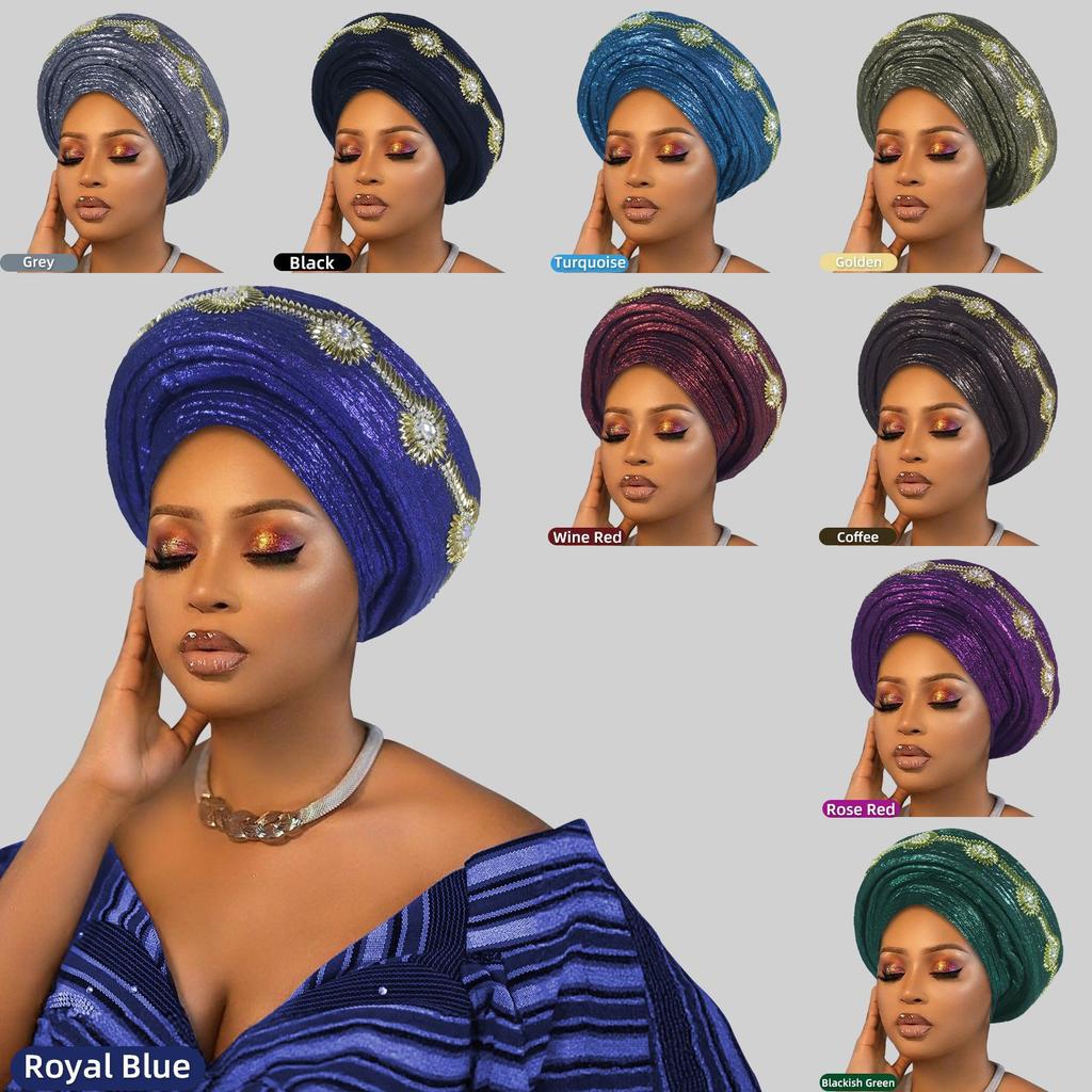 Multi Layer Turban Hat for Women Already Made Autogele Headtie African Female Head Wraps Bonnet