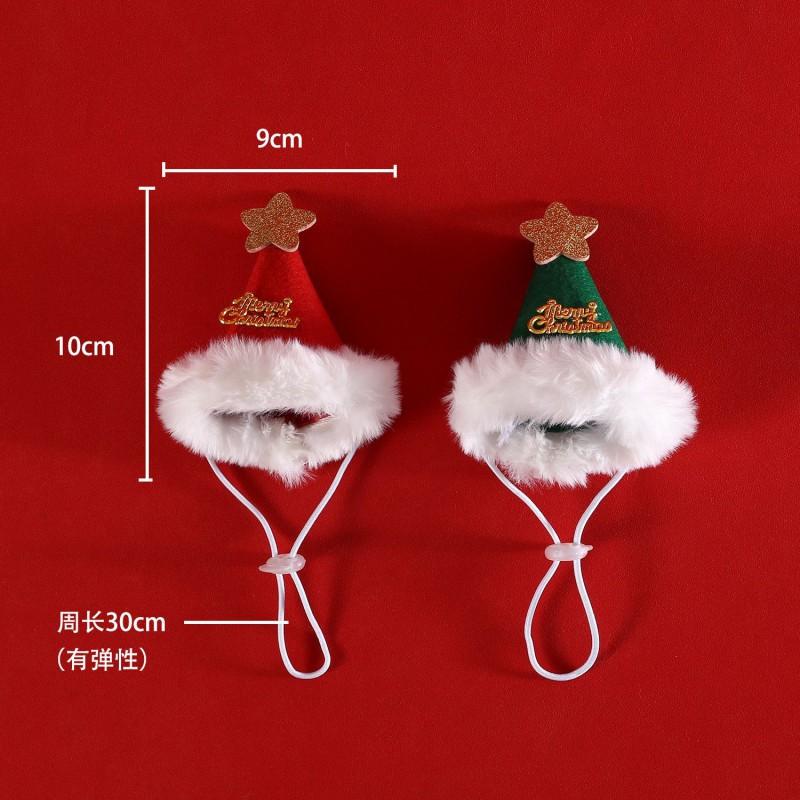Pet Dog Cat Christmas Bandana Scarf With Felt Star Hat Set - Cotton Holiday Accessory Small Medium Pets
